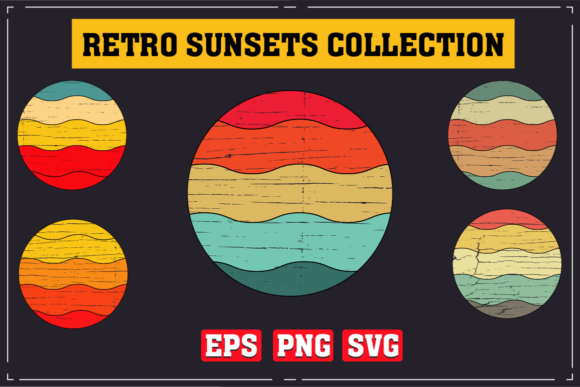 10 Retro Sunsets Collection with Grunge Review