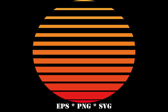 Retro Circle Stripes Sunset Vector Review