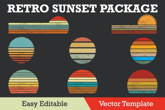 Retro Sunset Collection Grunge Vector Review