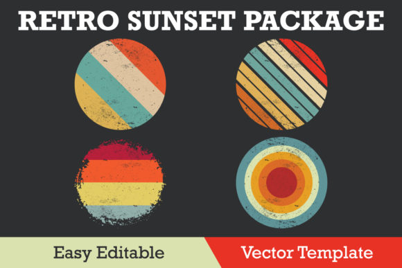 Retro Sunset with Grunge Package Vector Review