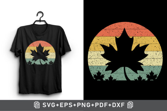 Retro Vintage Sunset Maple Leaf Clipart Review