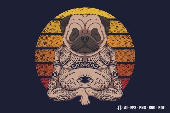 Yoga Pug Dog Sunset Retro Review